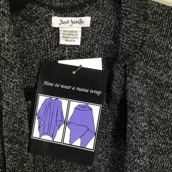 Just Jamie Black & Metallic Wrap with Ruffled Edge - Picture 3 of 3